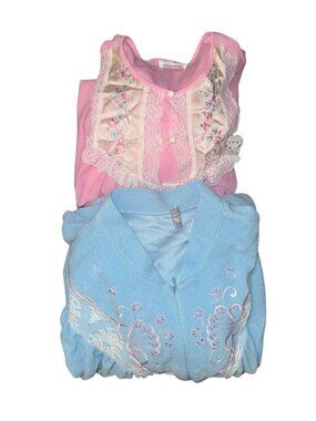 Kelly Reed Pink Long Sleeve Embroidered Nightgown With Lace & Button Accents